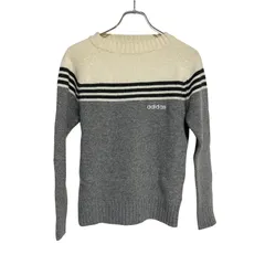  adidas アディダス ニット セーター グレー ホワイト ツートン 長袖 メンズ M【RE346】