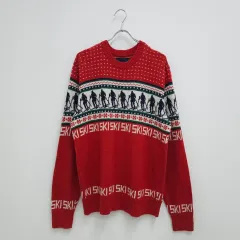 アメリカン イーグル スキー パータン レッド ニット セーター