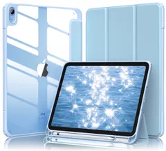 iPad 11世代（A16）2025年 11インチ、iPad 10世代 2022年（10.9インチ）対応ケース ペンホルダー付き、透明、スリム設計、ハードバックと柔らかいTPUフレーム、自動スリープ／ウェイク機能