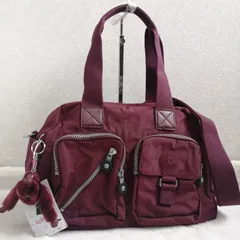 未使用タグ付☆キプリング ショルダーバッグ トートバッグ 2way ゴリラチャーム ナイロン ボルドー 軽量 モンキー defea 肩掛け