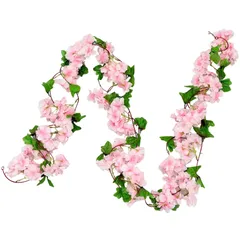 造花 フェイクフラワー 桜 AhhYouMe ガーランド 吊り下げ 垂れ下がりタイプ インテリア ディスプレイ 店舗 季節装飾 ピンク 2本