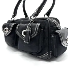 【美品】COACH  Y2K all black canvas leather 4turn lock design boston bag unisex コーチ ボストンバッグのサムネイル