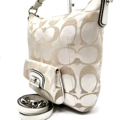 【良品】coach signature canvas 2way shoulder bag silver parts コーチ 2way ショルダーバッグ