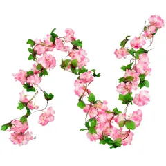 造花 フェイクフラワー 桜 AhhYouMe ガーランド 吊り下げ 垂れ下がりタイプ インテリア ディスプレイ 店舗 季節装飾 ディープピンク 2本