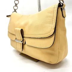 【良品】 coach handbag chain shoulder  leather silverparts yellow コーチ ショルダーバッグ