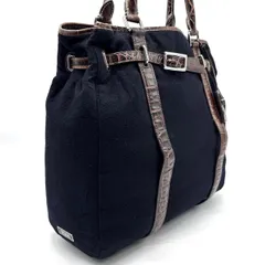 【良品】TUMI トゥミ ハンドバッグ トート ウール クロコ型押し レザー ネイビー×ブラウン メンズ ユニセックス 男女兼用 書類 ファイルのサムネイル