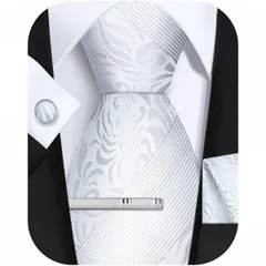 数量限定 忘年会 冠婚葬祭 卒業式 入学式 就活 ビジネス ギフトボックス付き 礼服 フォーマル ハンカチドット カフスボタン【4点セット】 手洗い タイクリップ チーフ シルクネクタイ メンズ 幅8.5*150cm シルバー ネクタイ 結婚式 [FACIAC