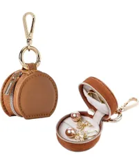 アクセサリーケース 携帯用 ミニ 持ち運び ジュエリーポーチ ピアスケース アクセサリーポーチ ジュエリー入れ (ブラウン)