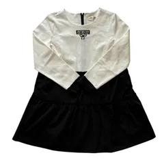 Super Beauty スーパービューティー 切り替えミニ丈ワンピース 白 黒  フリル リボン 花 レディース サイズ42 Lサイズ