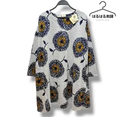 未使用　タグ付き　花柄　5L 大きいサイズ　グレー　灰色　長袖　チュニック　ワンピース