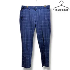 メンズ　ロング　ネイビー パンツ チェック柄 ゴルフウェア　ストレッチ素材