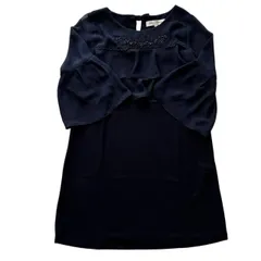 Super Beauty スーパービューティー フリルチュニック 紺 フリル 花 ビジュー レース レディース サイズ42 Lサイズ