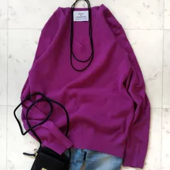 本日まで！冬物セール！500円割引きクーポン発行中♪美品【ビューティアンドユースユナイテッドアローズ】ウールカシミヤセーター マゼンタ Vネック 手洗い可