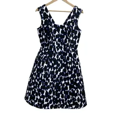 Kate spade(ケイトスペード) ワンピース サイズ4 S レディース - 黒×白×ブルー 半袖/ひざ丈