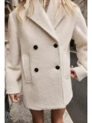 ザラ ブークレ ダブル ブレスト セミ ロングコート M サイズ