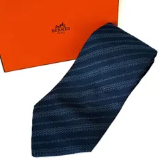 HERMES エルメス ネクタイ 青系 ストライプ 総柄 シルク 父の日 プレゼント 高級 ビジネス スーツ 仕事 小物 シルク メンズ