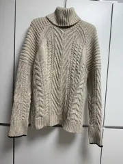 ウール ケーブル編み ケーブル タートルネック ニット