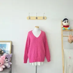 ヴィンテージ Sia ホットピンク Vネック ラブリー ニット