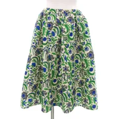 アドルフォドミンゲス ADOLFO DOMINGUEZ フレアスカート 花柄 ひざ丈 36 緑 グリーン /JS