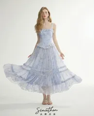 ◯ SinceThen ◯ラブリー  花柄 フリル ノースリーブ ロングワンピース