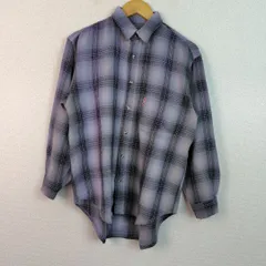 SEAHOP 長袖 チェックシャツ 総柄 ライトパープル Mサイズ メンズ 古着 レトロ アメカジ