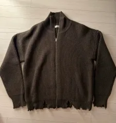 サーフィス エディション ダメージ ジップアップ ニット カーディガン M