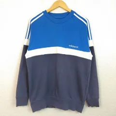 adidas アディダス スウェット 切替デザイン ブルー Oサイズ メンズ 古着 スポーツMIX ストリート