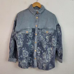 ZARA ザラ デニムジャケット 総柄 ブルー Sサイズ レディース 古着 レトロ アメカジ