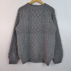 OLD UNIQLO ユニクロ ケーブル編み ウール ニット グレー Lサイズ メンズ 古着 シンプル シティーボーイ　アメカジ