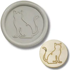封蝋 シーリングワックス ヘッド (猫 アニマルシリーズ】シーリングスタンプ シンプル)(サイズ：縦25mm 犬 横25mm) 【猫