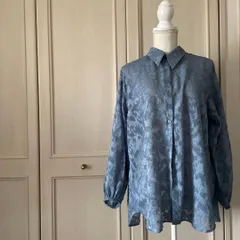 @ CITEN ユナイテッドアローズ UNITED ARROWS 花柄 透け感 ブラウス シャツ トップス　レディース　blouse　shirt　Tops　ladies　青 長袖　お呼ばれ　デート　オフィスカジュアル　食事会　可愛い　お出かけ　上品