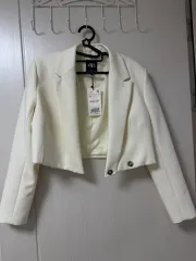 ZARA アイボリー クロップド ブレーザー ジャケット m