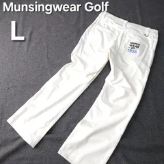 【Munsingwear Golf】マンシングウェア ゴルフ 裏起毛 防風 ストレッチ素材ゴルフパンツ L ホワイト ペンギン ロゴマーク 刺繍 レディース