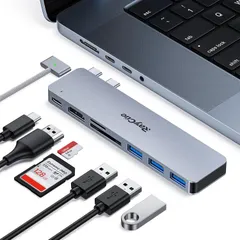Macbook Air/Pro ハブ 7ポートUSB C 変換アダプタ ドッキングステーション PD充電 Thunderbolt 3 SD/TFカード USB3.0ポート*3 超軽量 コンパクト