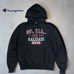 4段ロゴ　チャンピオン カレッジロゴ パーカー M 黒 SIU サルーキーズ 南イリノイ大学 現行トリコロールタグ 2011年製  コットンポリ スウェット フーディー ビッグプリント 4段プリント ストリート カジュアル 古着  メンズ レディース