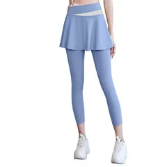 【特価セール】スカート付き レギンス ヨガパンツ スコート Aライン 9分丈 スパッツ 一体型 レディース 部屋着 ジム ヨガウェア フィットネス SKY] スポーツ テニス トレーニング ハイウエスト ストレッチ [MORGEN 美脚 通気 速乾 CK033