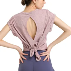 【数量限定】【大人気】ヨガウェア レディース トップス [Cloudstop] 半袖 ヨガ フィットネス シャツ 吸汗速乾 背中開き ストレッチ 美背ヨガシャツ スポーツウェア