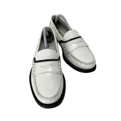 プラダ PRADA ホワイト レザー コインローファー メンズ  6