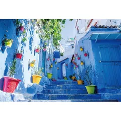 【新着商品】エポック社 300ピース ジグソーパズル 海外風景 カラフルな街並み 青の街シャウエン-モロッコ (26×38cm) 25-166 のり付き ヘラ付き 点数券付き EPOCH
