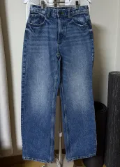 レディース ZARA ハイウエスト ストレート ワイド デニム (28)