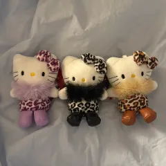 (新品) HELLO KITTY レオパード(ヒョウ柄) キーホルダー ぬいぐるみ