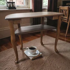 アンティーク調 猫脚 コンソールテーブル ハーフムーン サイドテーブル 飾り棚 木製 クラシック インテリア 什器 ブラウン