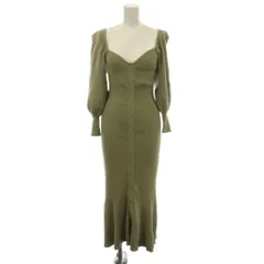 スナイデル SNIDEL ワンピース F グリーン 長袖 ロング丈 リブニット スクエアネック /JP