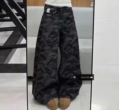 ワイドレッグ 迷彩 ワークウェアパンツ ミリタリー 韓国 ストリート ユニセックス