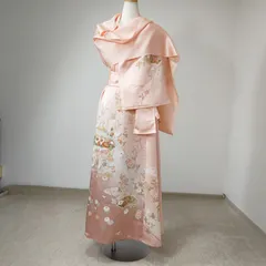 zunezune 訪問着ドレス トールサイズ キャップ袖 ストール付 着物リメイク ピンク