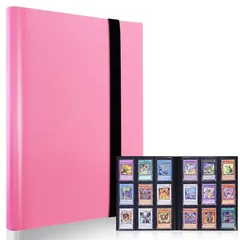 カードファイル カードバインダー シールファイル 9ポケット 360枚収納 表紙はPP素材 弾性包帯バインド カードシート他のゲームカードを集める (9ポケット, ピンク) 1