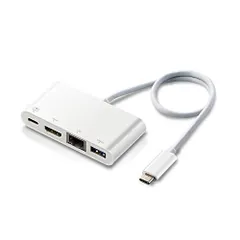 エレコム Type-C ドッキングステーション Cハブ PD対応 [充電用Type-C×1/USB(3.0)×1/HDMI×1/LANポート]