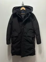 トレンチ コート ブラック ダウンジャケット ロング丈 フード 100 グースダウン