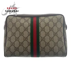 GUCCI グッチ ヴィンテージ シェリーライン オールドグッチ ベージュ GGスプリームキャンバス/レザー クラッチバッグ メンズ 505370【中古】