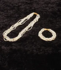 8連ネックレス ブレスレット 淡水パール 2点セット レディース